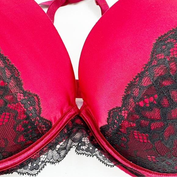 ✅ CACIQUE Elegant Lace Trimmed Bra in Red and Black SIZE 40DD - Picture 3 of 6
